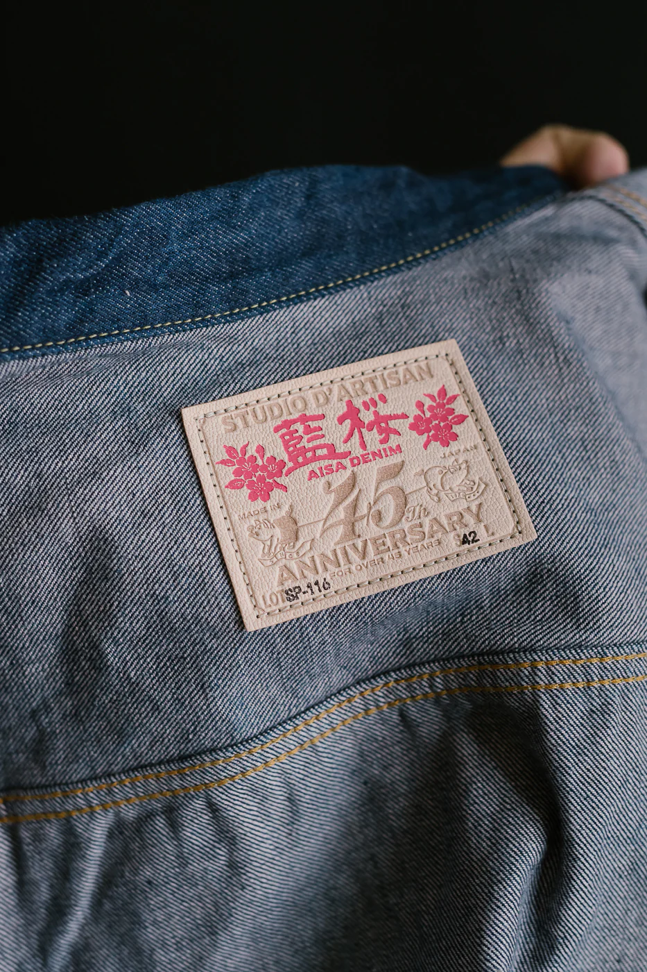 SP-116 - 45th Anniversary "Ai Sa" Type II Selvedge Jacket - Natural Indigo, Sakura - Image 24