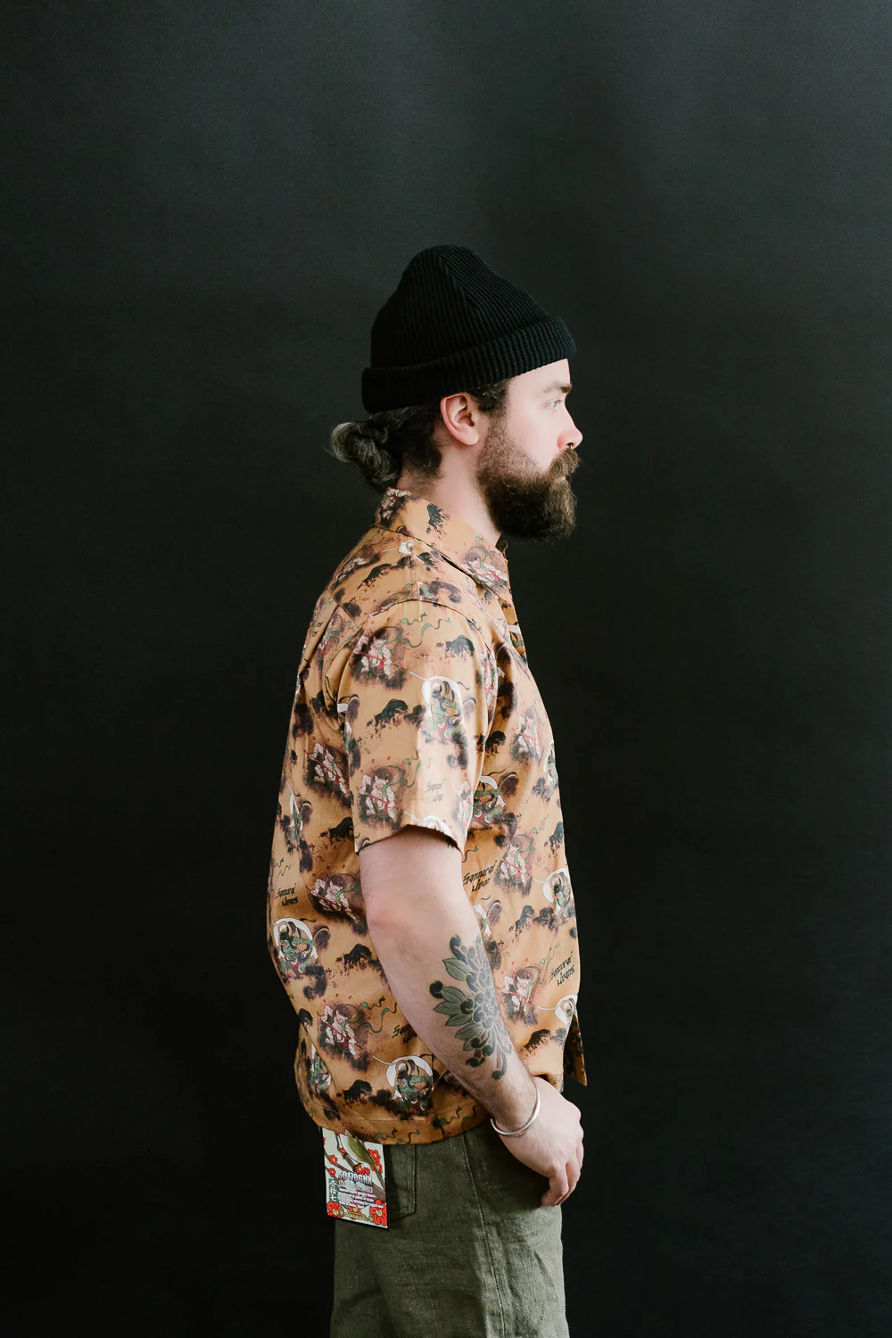 SSA23-FR - "Fujin Raijin" Aloha Shirt - Beige - Image 10