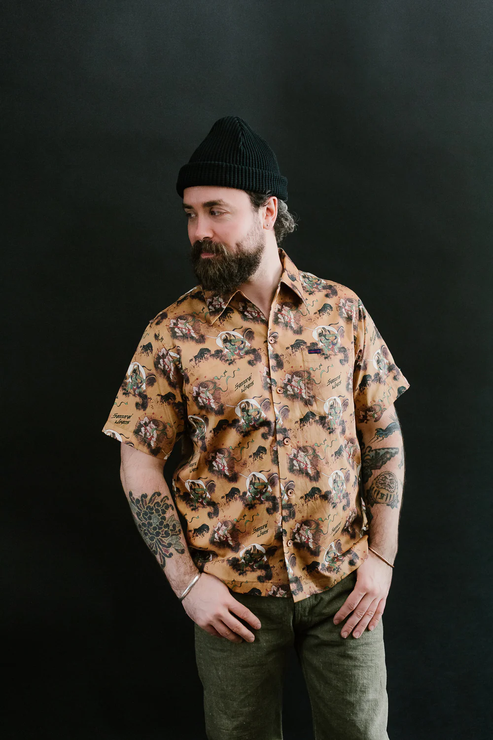 SSA23-FR - "Fujin Raijin" Aloha Shirt - Beige - Image 13