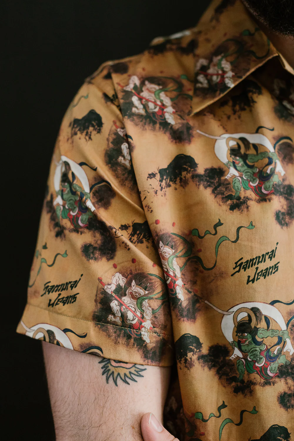 SSA23-FR - "Fujin Raijin" Aloha Shirt - Beige - Image 14