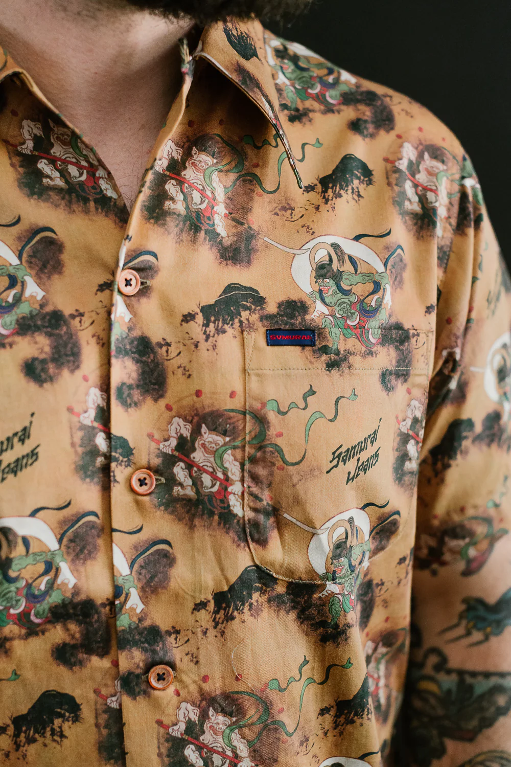 SSA23-FR - "Fujin Raijin" Aloha Shirt - Beige - Image 16