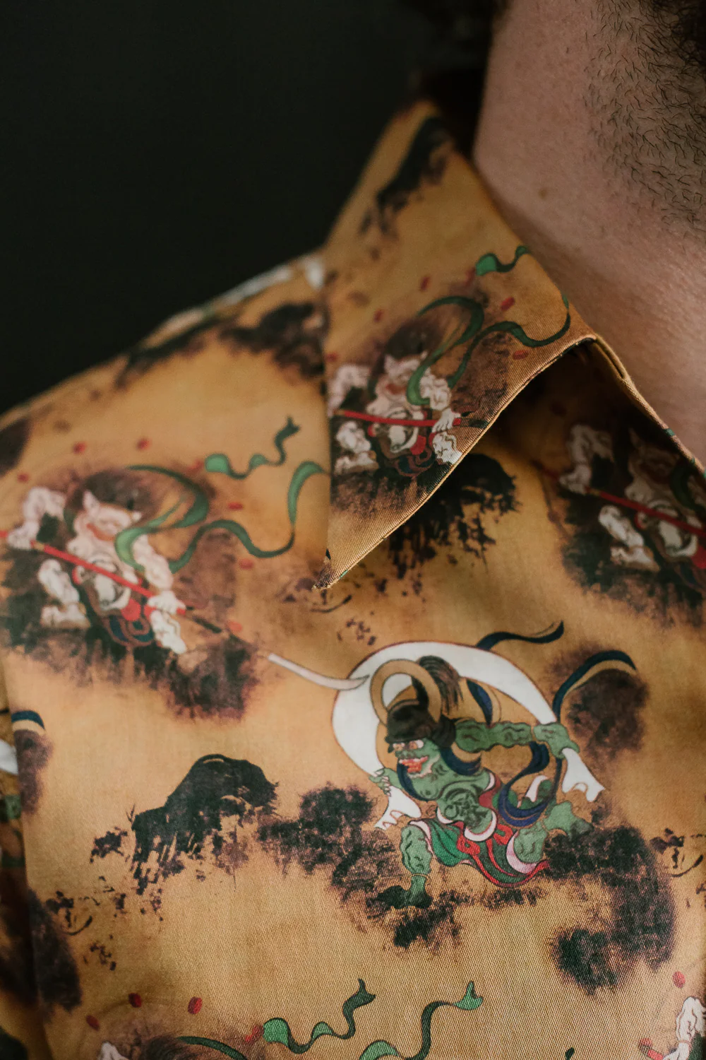 SSA23-FR - "Fujin Raijin" Aloha Shirt - Beige - Image 18