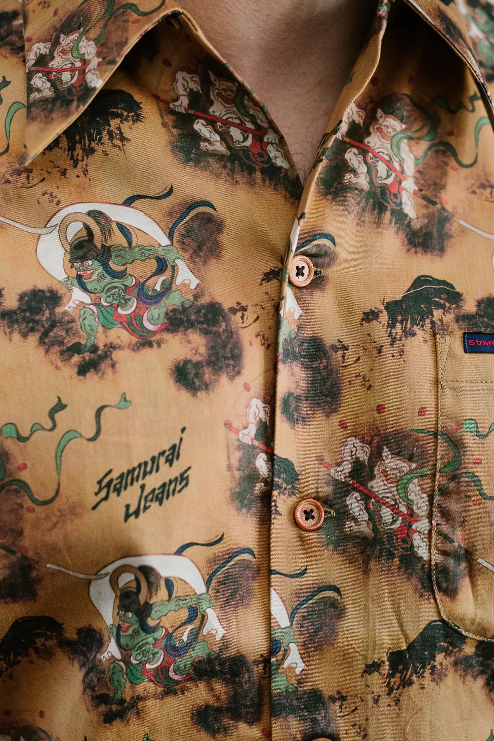 SSA23-FR - "Fujin Raijin" Aloha Shirt - Beige - Image 19