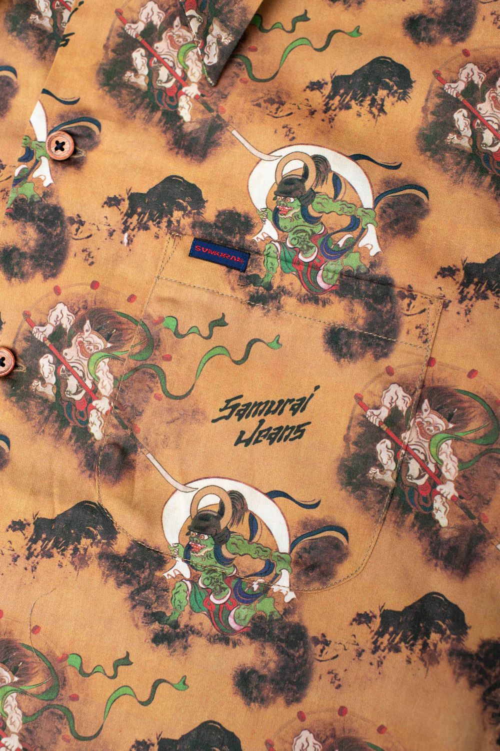SSA23-FR - "Fujin Raijin" Aloha Shirt - Beige - Image 3