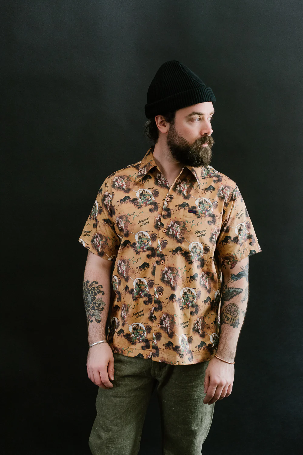 SSA23-FR - "Fujin Raijin" Aloha Shirt - Beige - Image 9