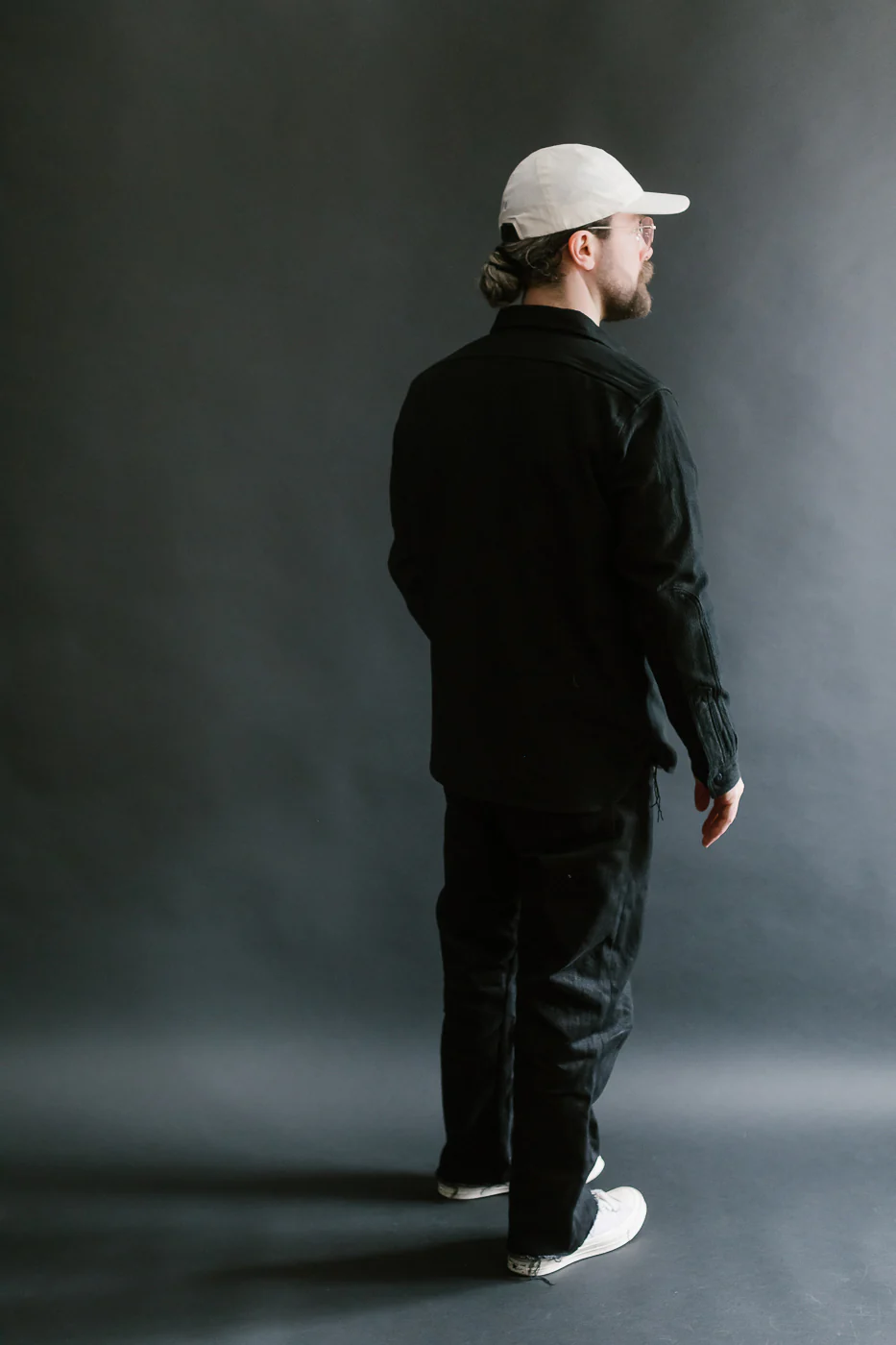 SSN24-01W - Overdyed Sashiko Flannel Work Shirt - Black - Image 10