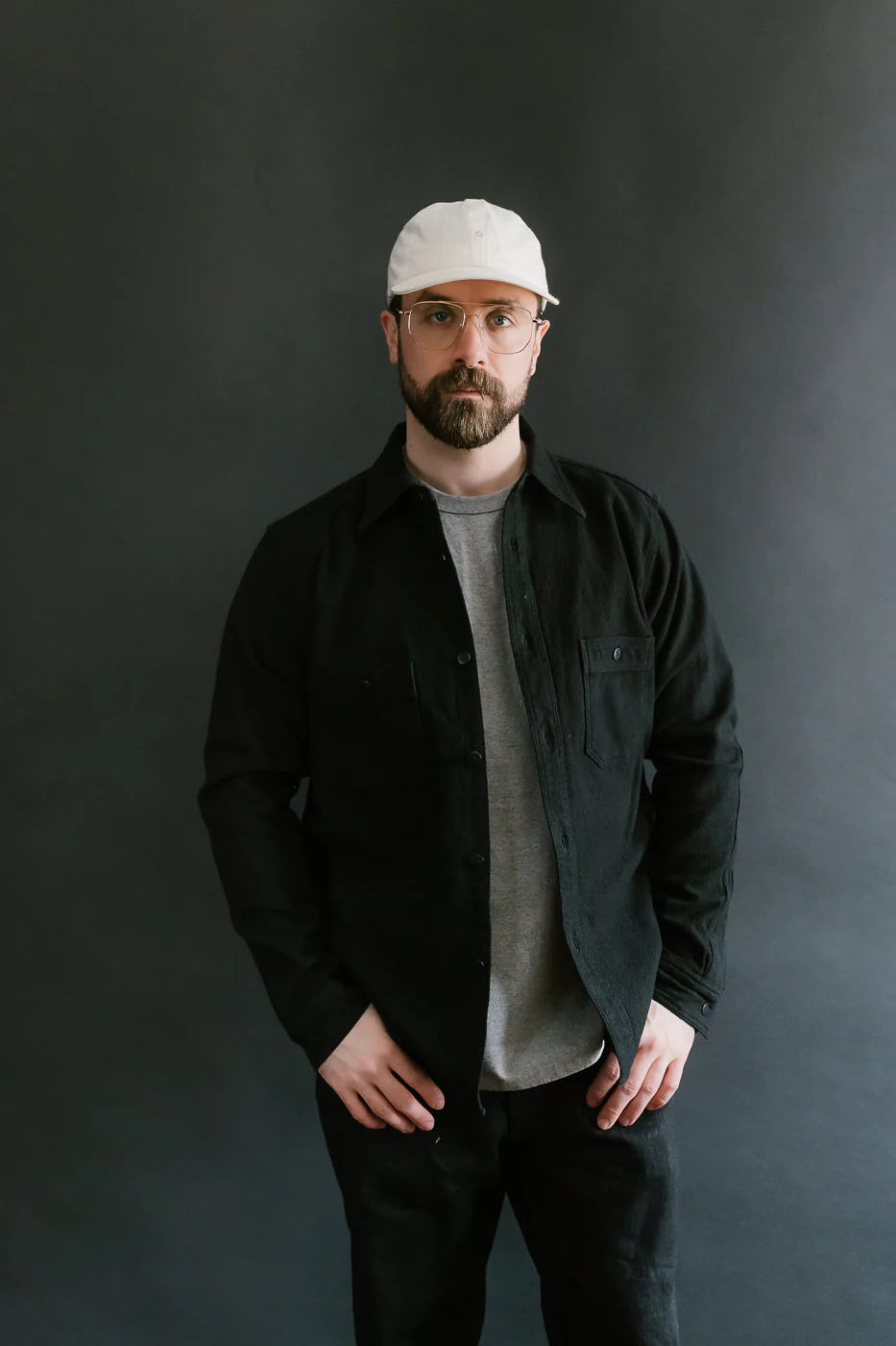 SSN24-01W - Overdyed Sashiko Flannel Work Shirt - Black - Image 12