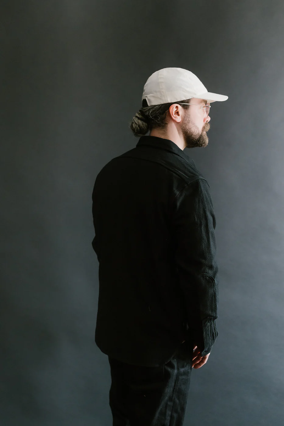 SSN24-01W - Overdyed Sashiko Flannel Work Shirt - Black - Image 14