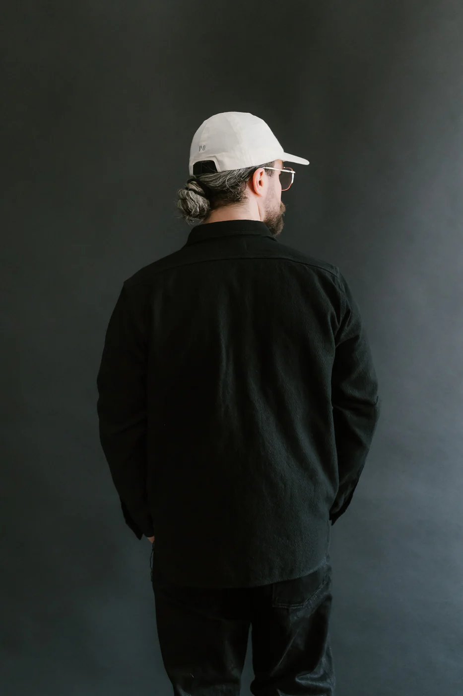 SSN24-01W - Overdyed Sashiko Flannel Work Shirt - Black - Image 15