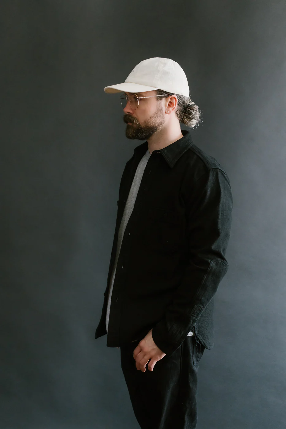 SSN24-01W - Overdyed Sashiko Flannel Work Shirt - Black - Image 17