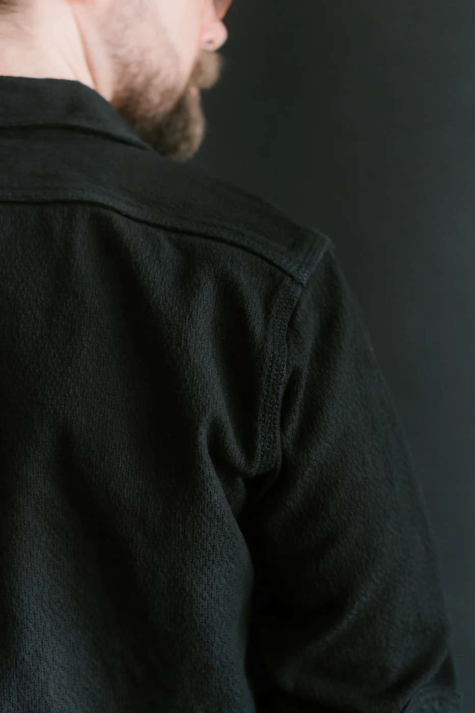 SSN24-01W - Overdyed Sashiko Flannel Work Shirt - Black - Image 24