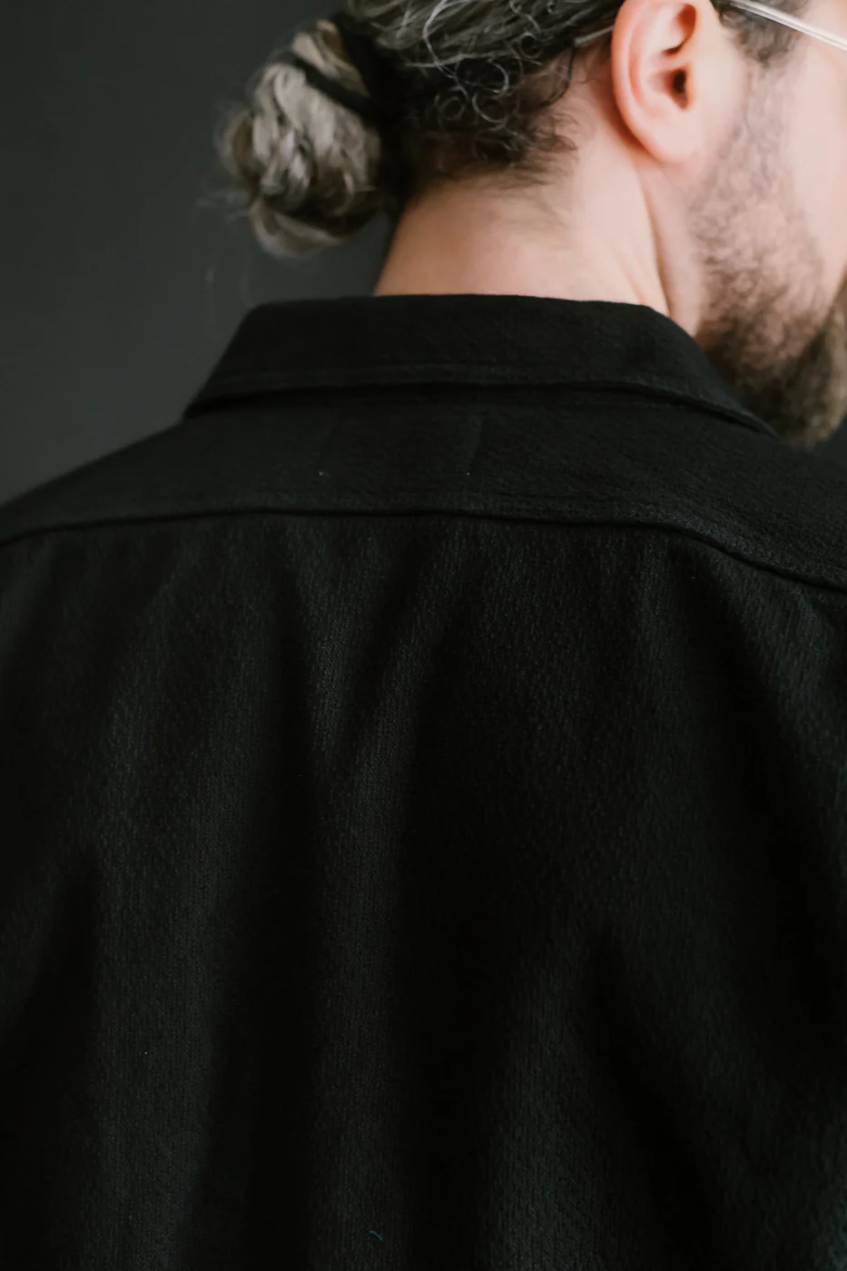 SSN24-01W - Overdyed Sashiko Flannel Work Shirt - Black - Image 25