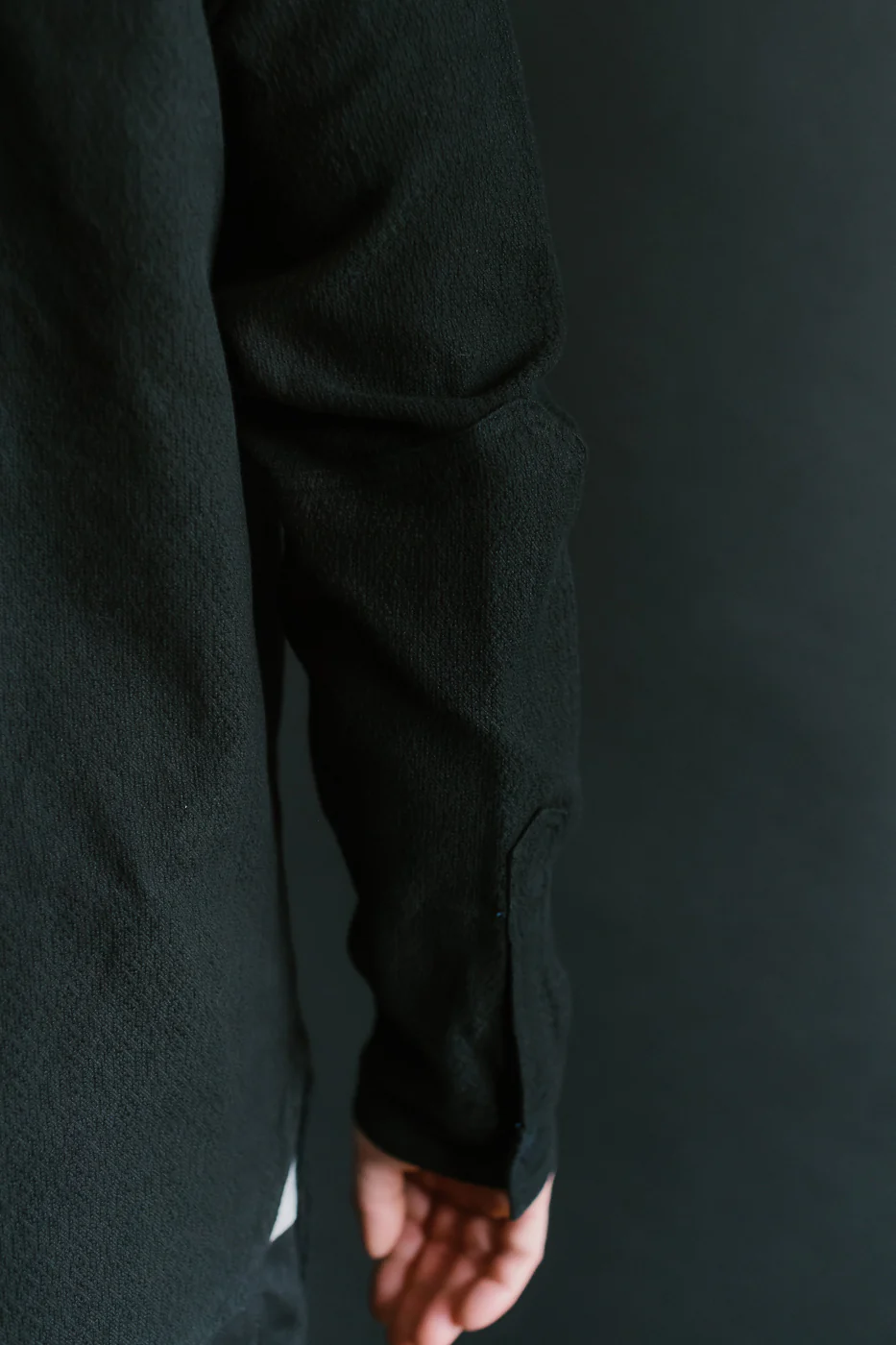 SSN24-01W - Overdyed Sashiko Flannel Work Shirt - Black - Image 26