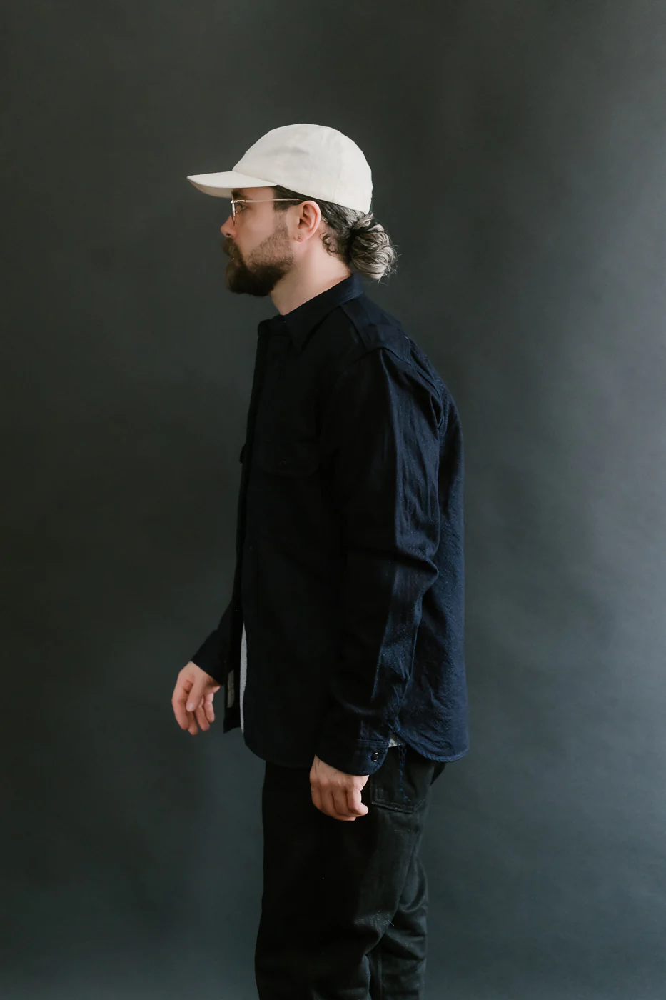 SSN25-01W - Snake Jacquard Work Shirt - Indigo - Image 15