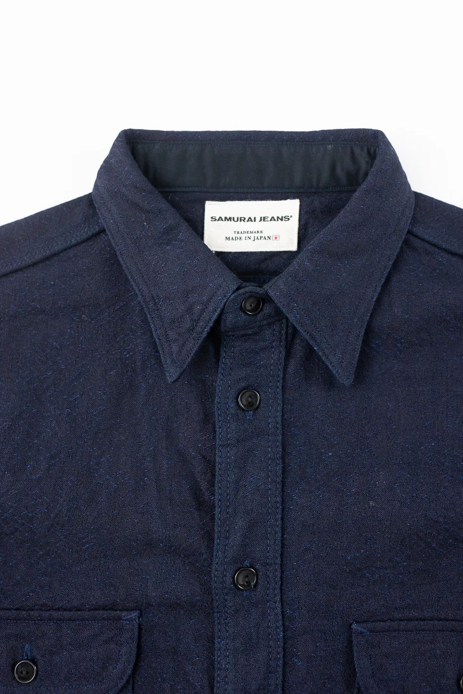 SSN25-01W - Snake Jacquard Work Shirt - Indigo - Image 2