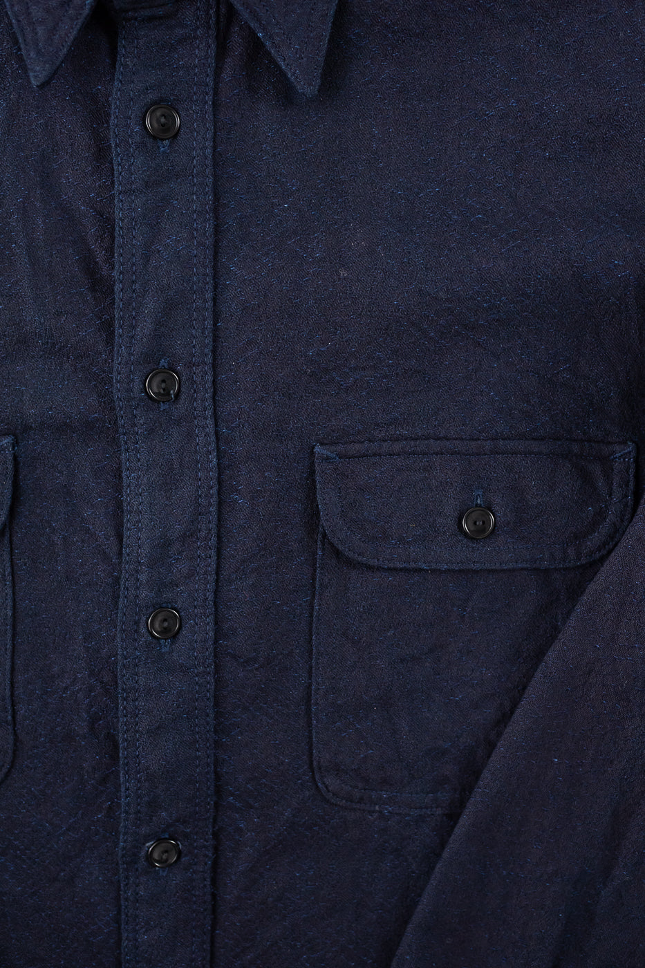SSN25-01W - Snake Jacquard Work Shirt - Indigo - Image 3