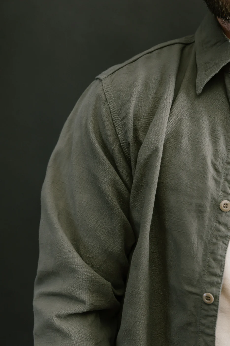 SSS25-ATW - "Tropical Weather Dobby" Shirt - Olive Green - Image 18