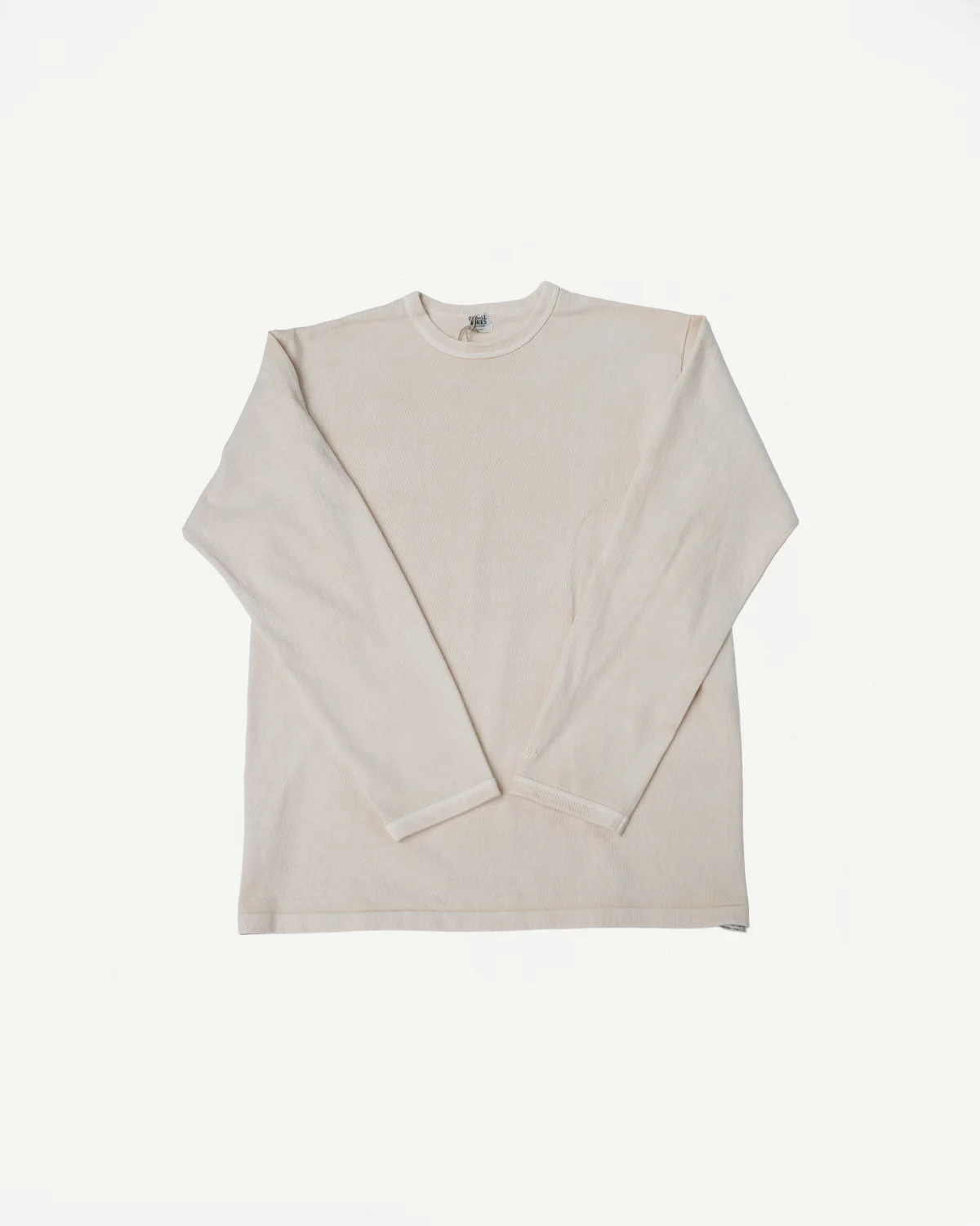 "Stand Wheel" Heavyweight Long Sleeve Pigment Dyed Tee - Cream