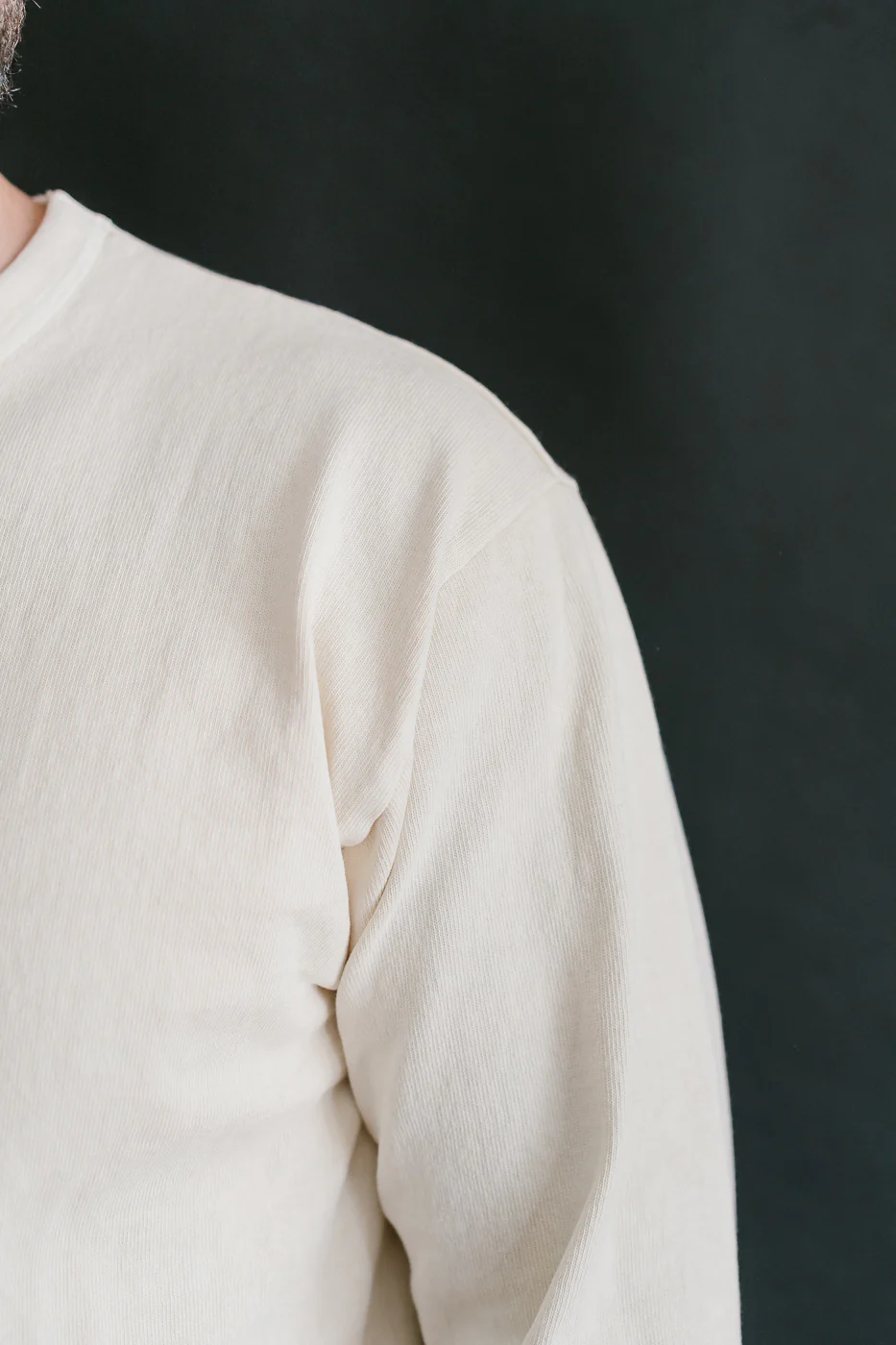 "Stand Wheel" Heavyweight Long Sleeve Pigment Dyed Tee - Cream - Image 16