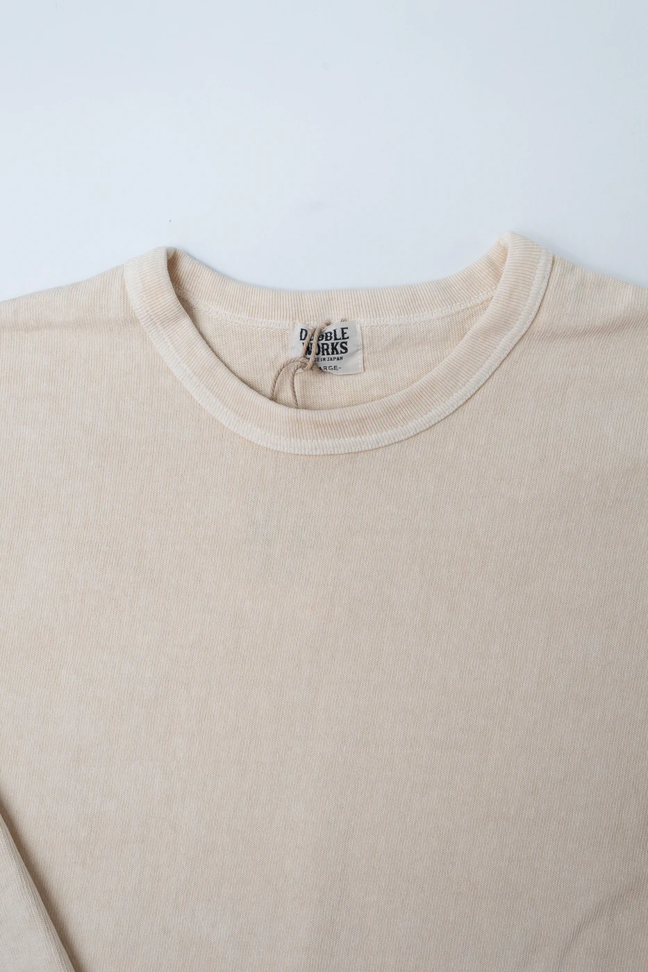 "Stand Wheel" Heavyweight Long Sleeve Pigment Dyed Tee - Cream - Image 2