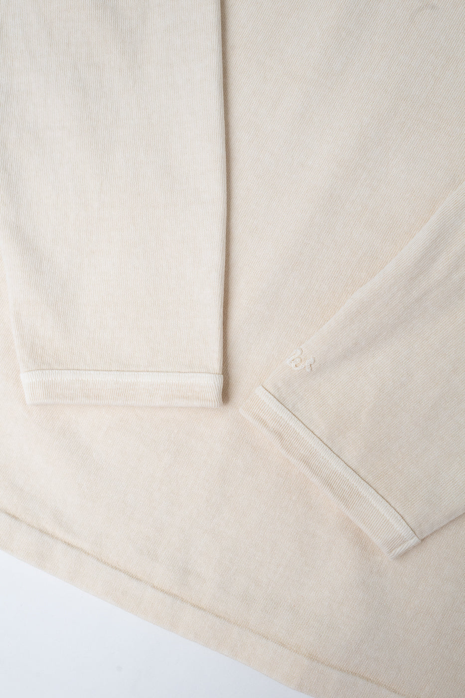 "Stand Wheel" Heavyweight Long Sleeve Pigment Dyed Tee - Cream - Image 3