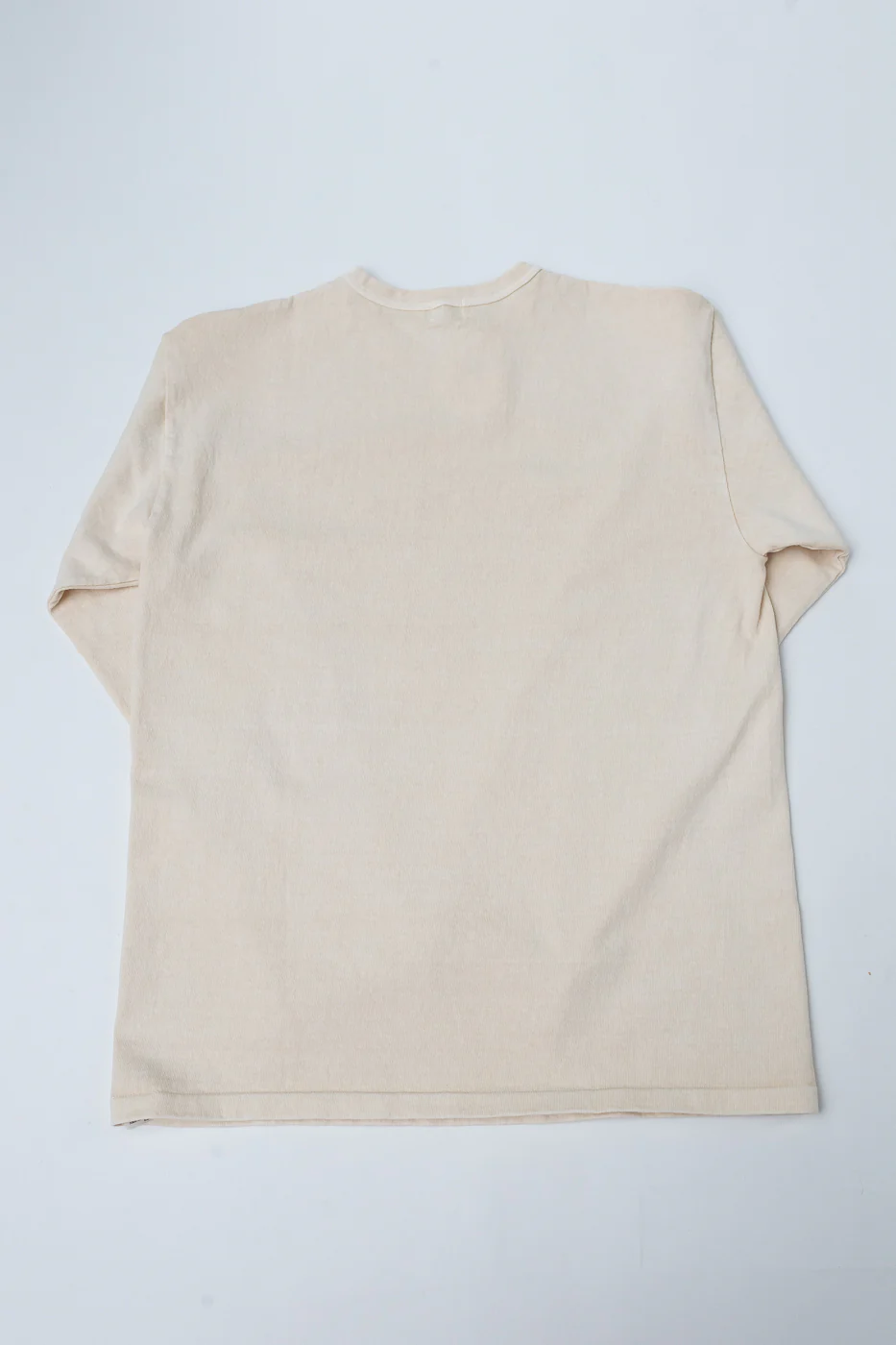 "Stand Wheel" Heavyweight Long Sleeve Pigment Dyed Tee - Cream - Image 4