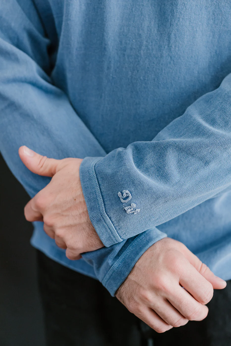 "Stand Wheel" Heavyweight Long Sleeve Pigment Dyed Tee - Light Indigo - Image 14