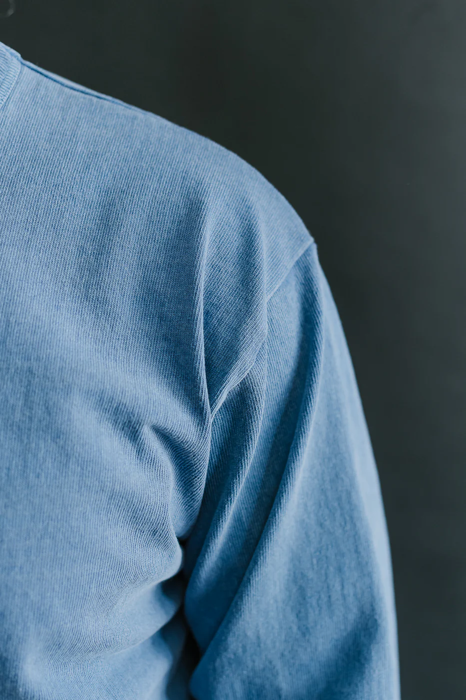 "Stand Wheel" Heavyweight Long Sleeve Pigment Dyed Tee - Light Indigo - Image 15