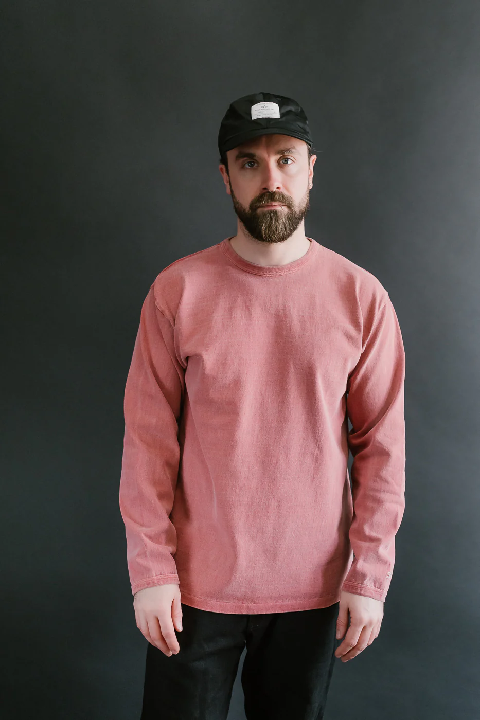 "Stand Wheel" Heavyweight Long Sleeve Pigment Dyed Tee - Red - Image 10