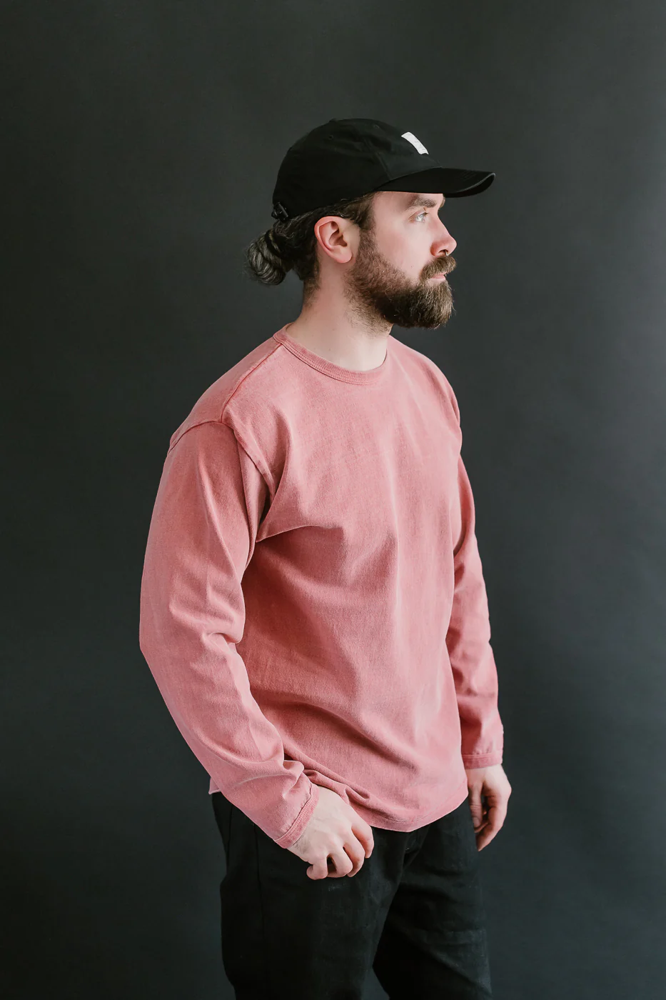 "Stand Wheel" Heavyweight Long Sleeve Pigment Dyed Tee - Red - Image 11