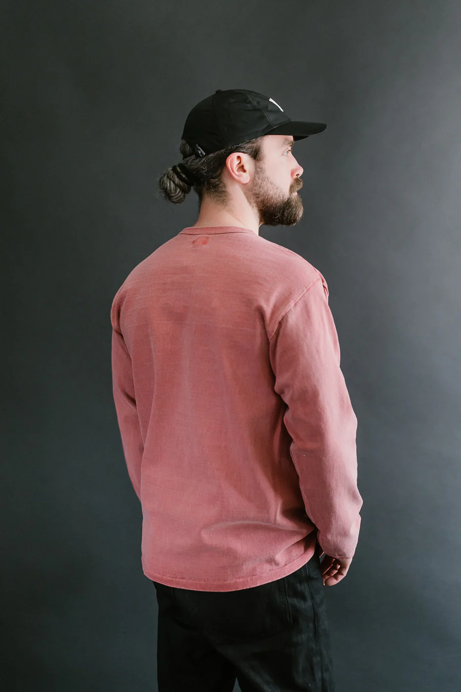 "Stand Wheel" Heavyweight Long Sleeve Pigment Dyed Tee - Red - Image 12