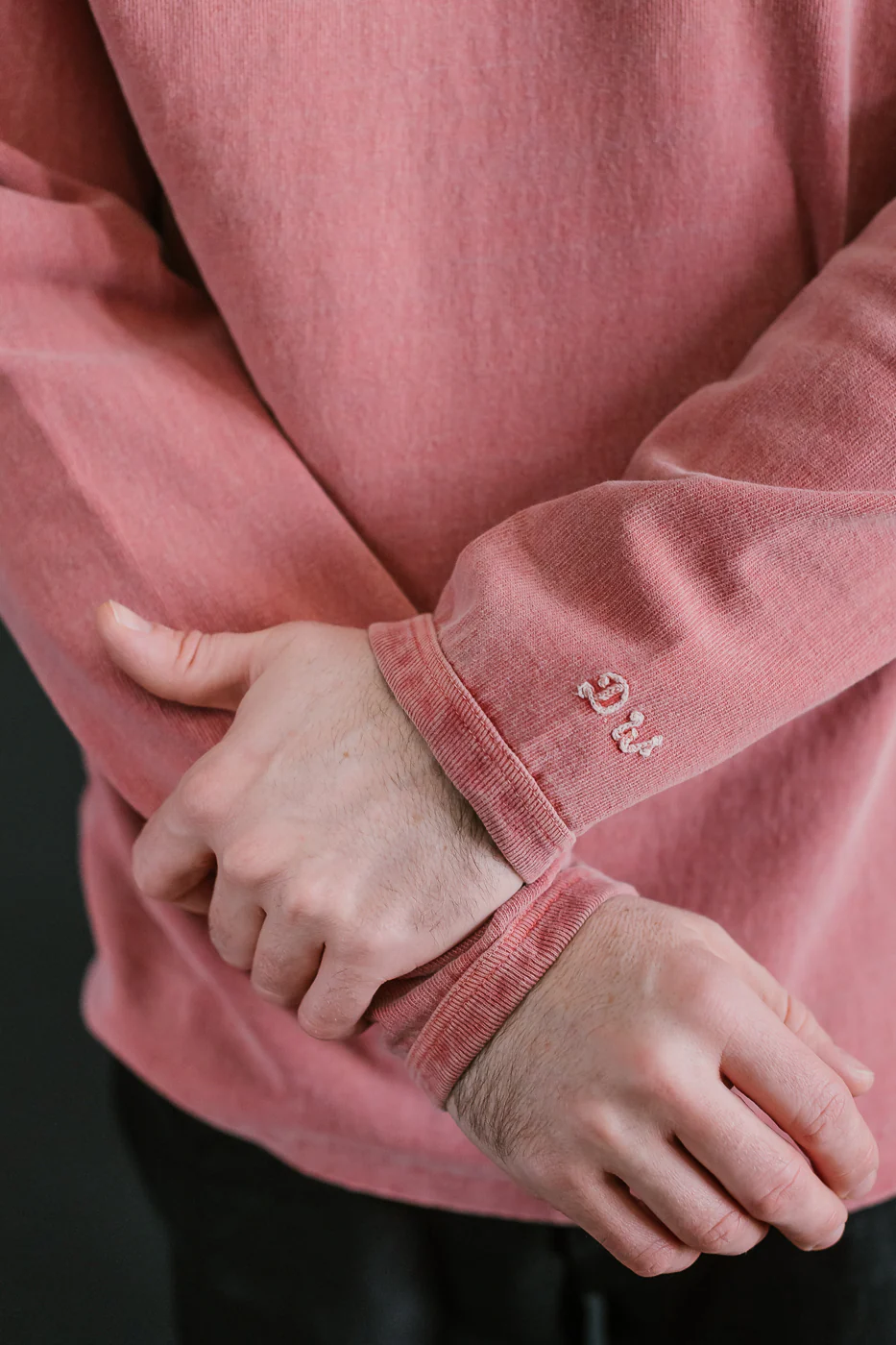 "Stand Wheel" Heavyweight Long Sleeve Pigment Dyed Tee - Red - Image 15
