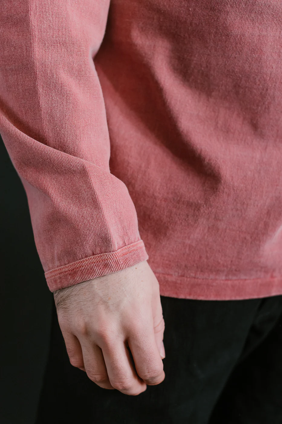 "Stand Wheel" Heavyweight Long Sleeve Pigment Dyed Tee - Red - Image 17