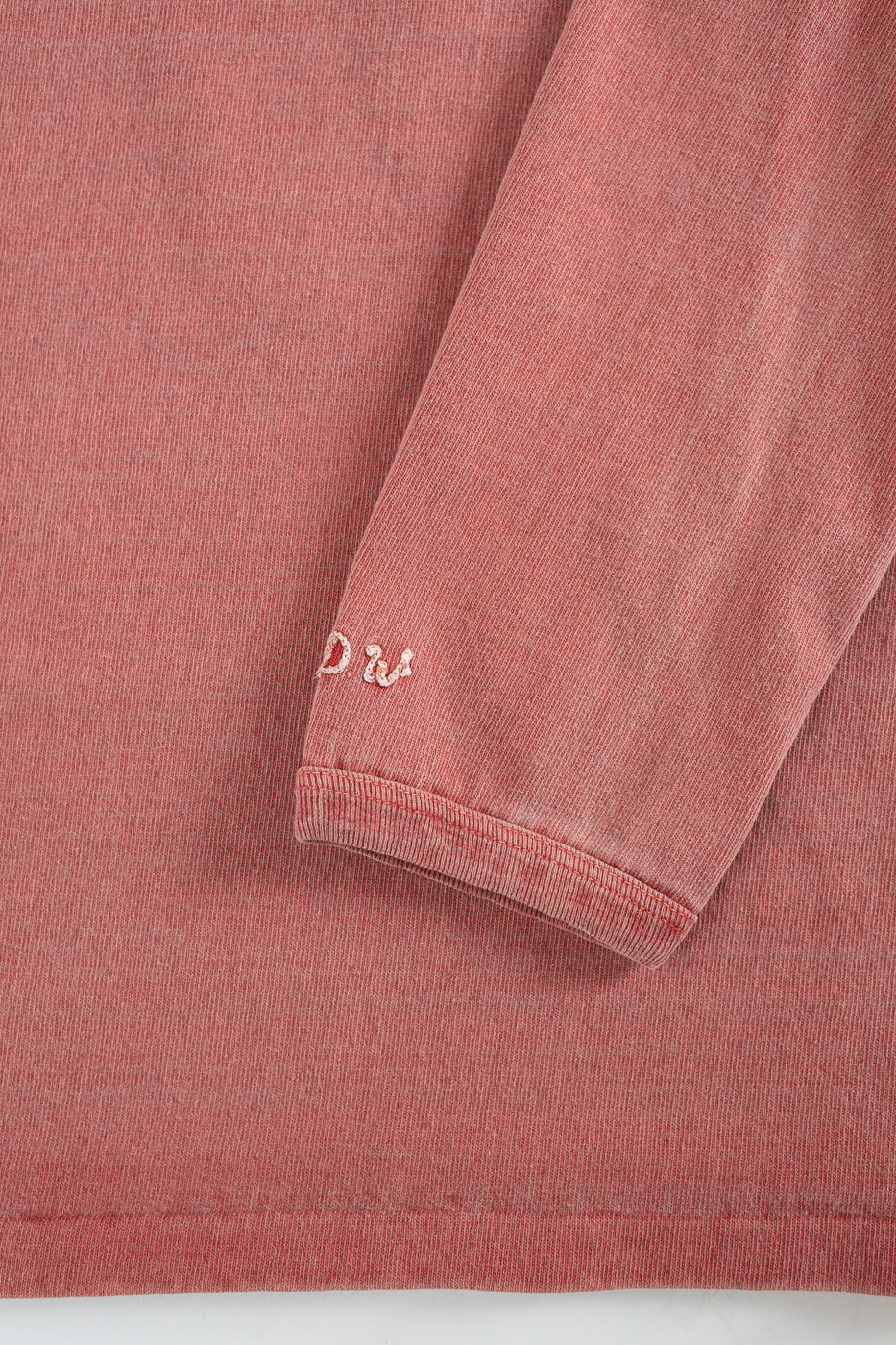 "Stand Wheel" Heavyweight Long Sleeve Pigment Dyed Tee - Red - Image 3