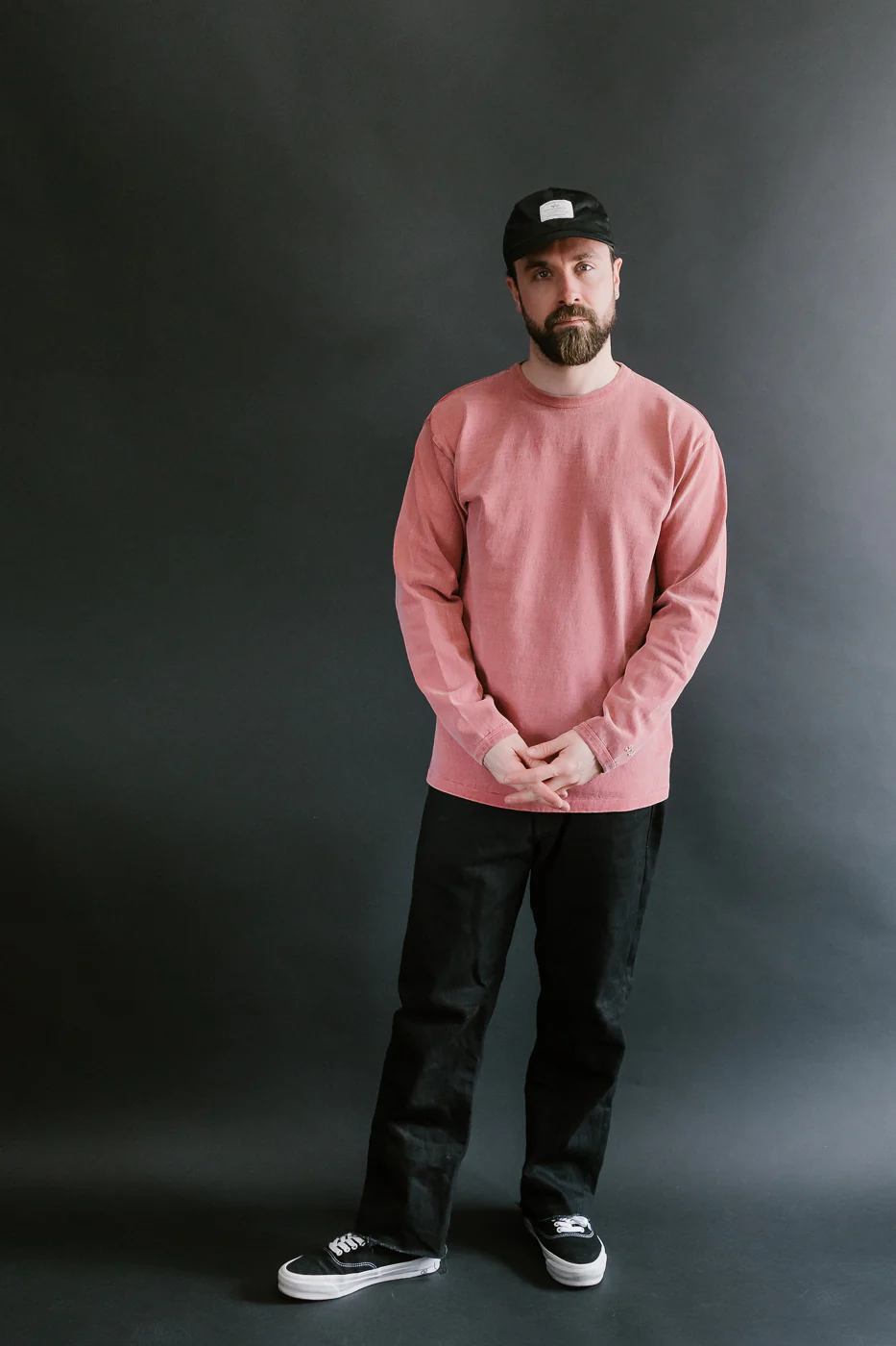 "Stand Wheel" Heavyweight Long Sleeve Pigment Dyed Tee - Red - Image 5