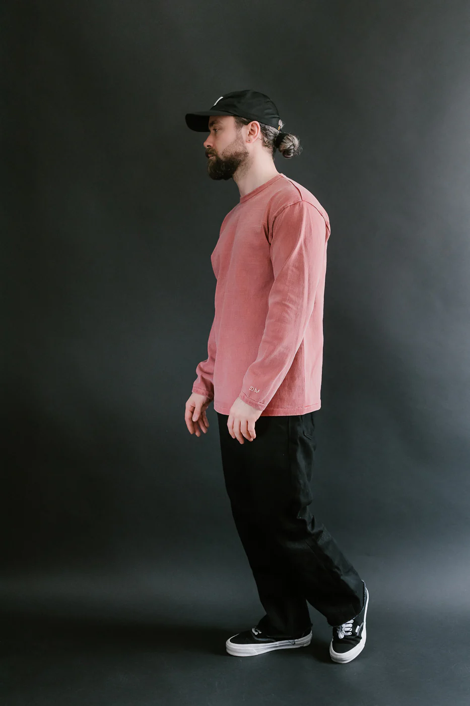 "Stand Wheel" Heavyweight Long Sleeve Pigment Dyed Tee - Red - Image 6