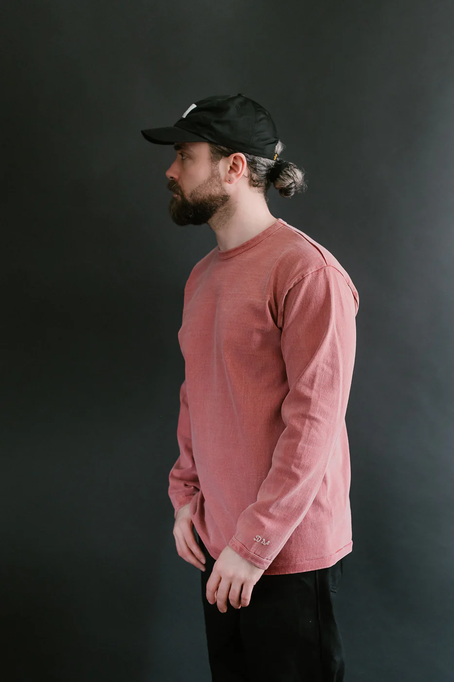 "Stand Wheel" Heavyweight Long Sleeve Pigment Dyed Tee - Red - Image 7
