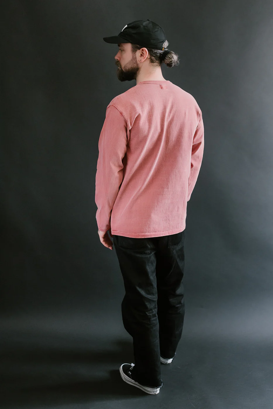 "Stand Wheel" Heavyweight Long Sleeve Pigment Dyed Tee - Red - Image 9