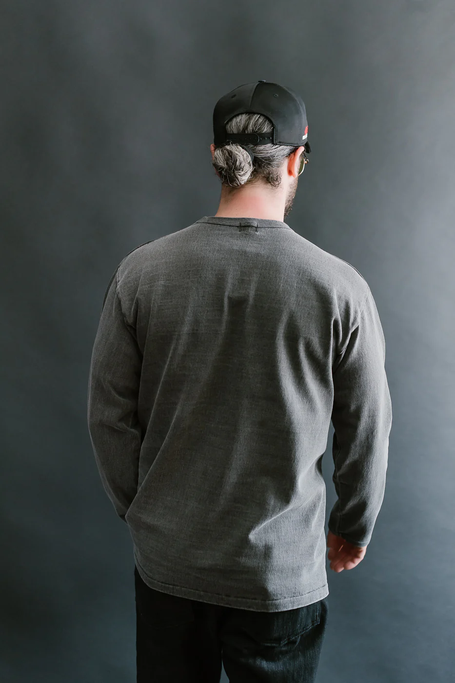 "Stand Wheel" Heavyweight Long Sleeve Pigment Dyed Tee - Sumikuro - Image 10