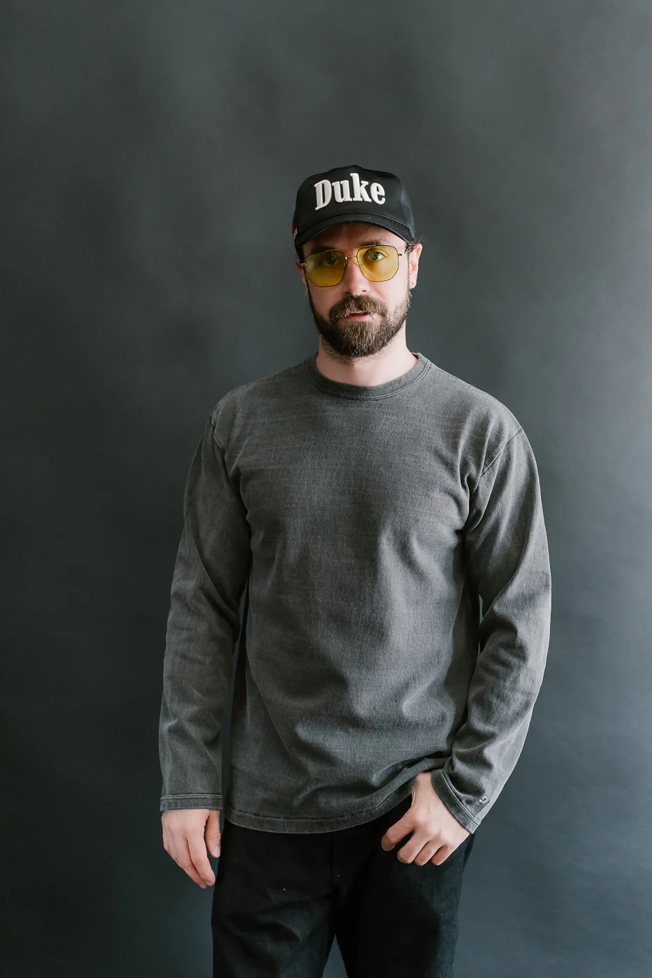 "Stand Wheel" Heavyweight Long Sleeve Pigment Dyed Tee - Sumikuro - Image 8