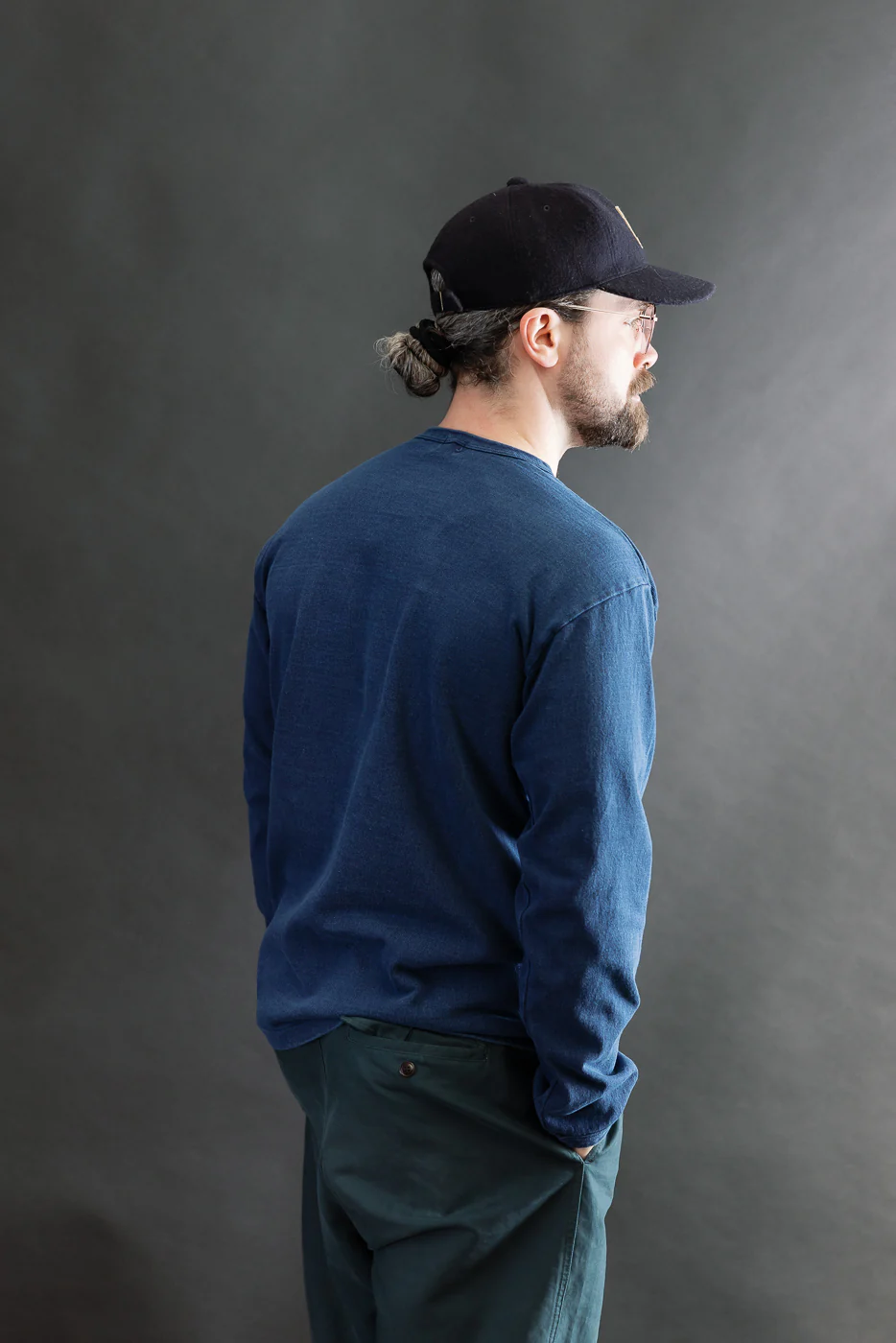 9.5oz "Stand Wheel" Heavyweight Long Sleeve Tee - Indigo - Image 10
