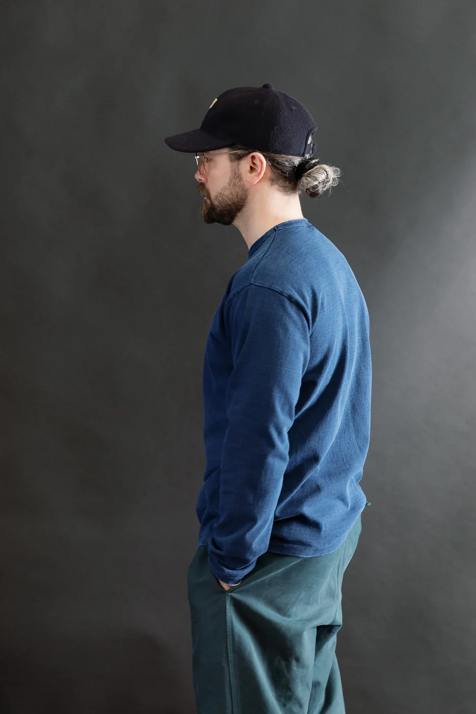 9.5oz "Stand Wheel" Heavyweight Long Sleeve Tee - Indigo - Image 12