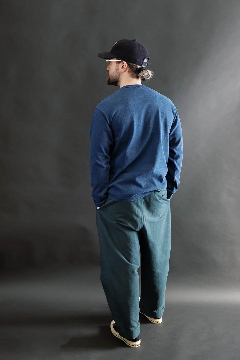 9.5oz "Stand Wheel" Heavyweight Long Sleeve Tee - Indigo - Image 7