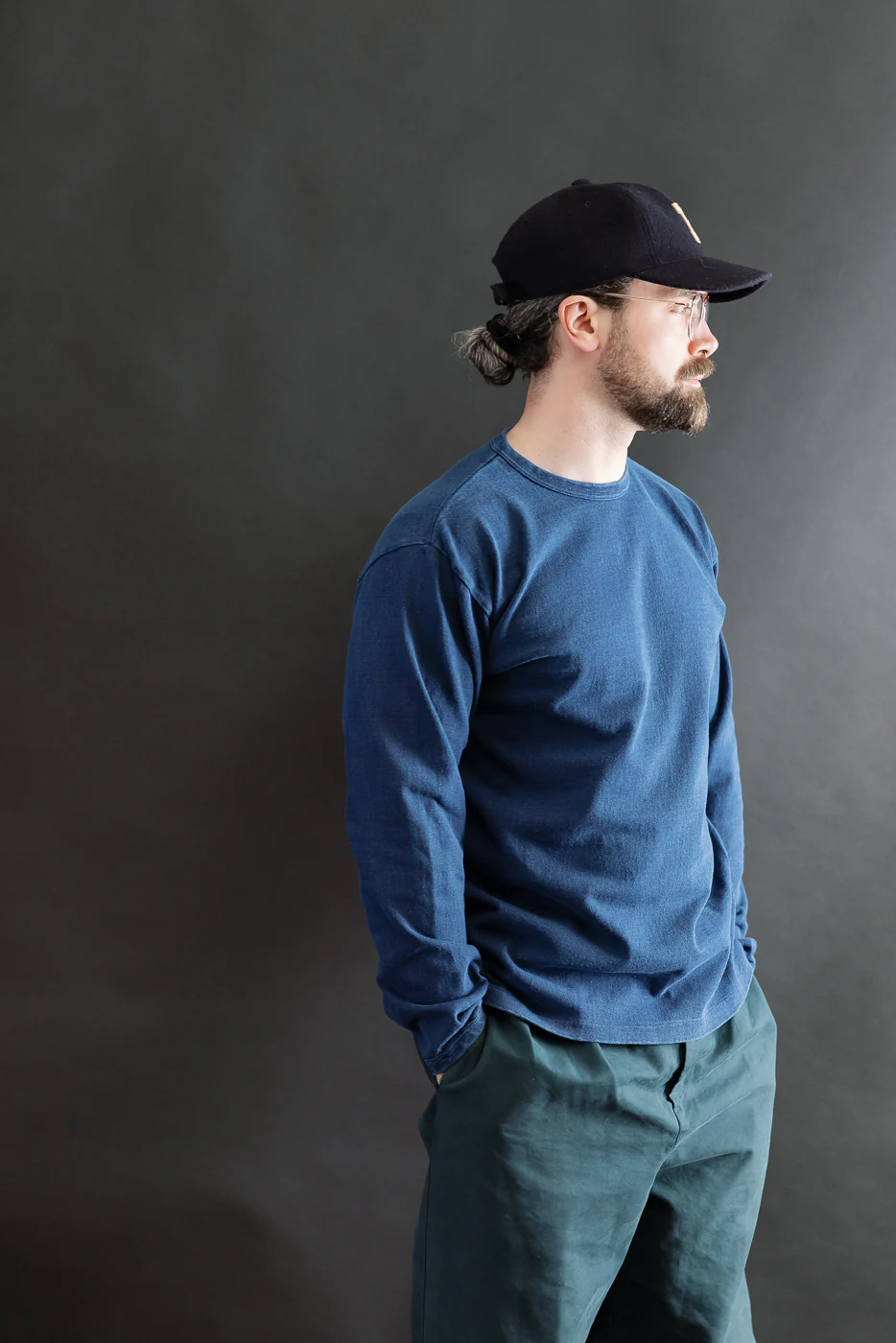 9.5oz "Stand Wheel" Heavyweight Long Sleeve Tee - Indigo - Image 9