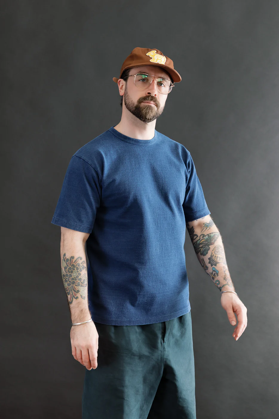 9.5oz "Stand Wheel" Heavyweight Tee - Indigo Dyed - Image 13