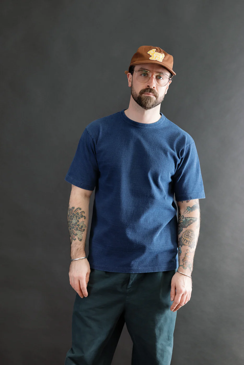 9.5oz "Stand Wheel" Heavyweight Tee - Indigo Dyed - Image 14