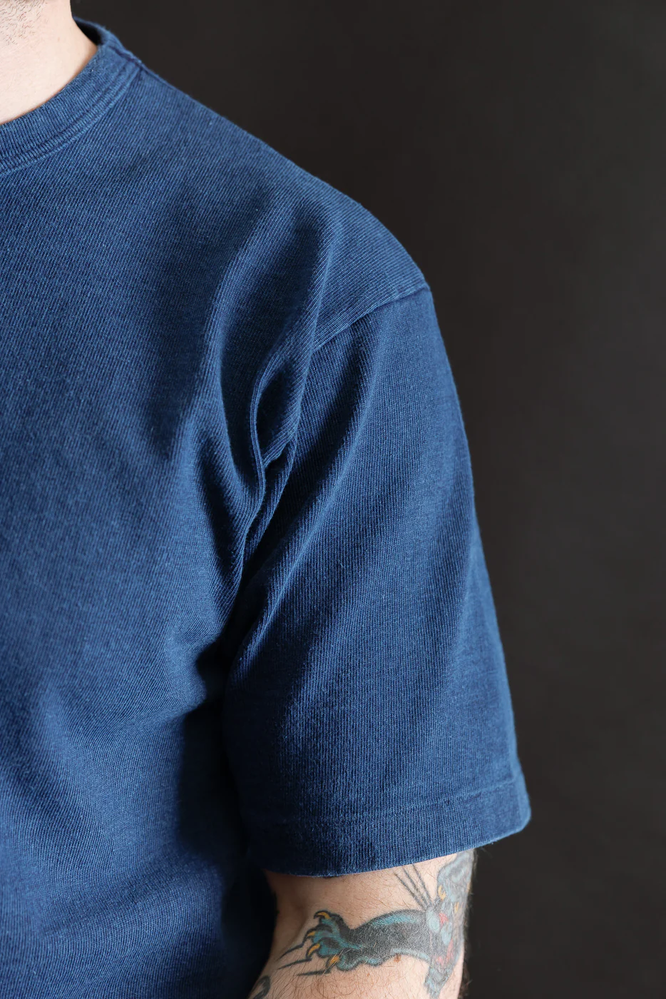9.5oz "Stand Wheel" Heavyweight Tee - Indigo Dyed - Image 15