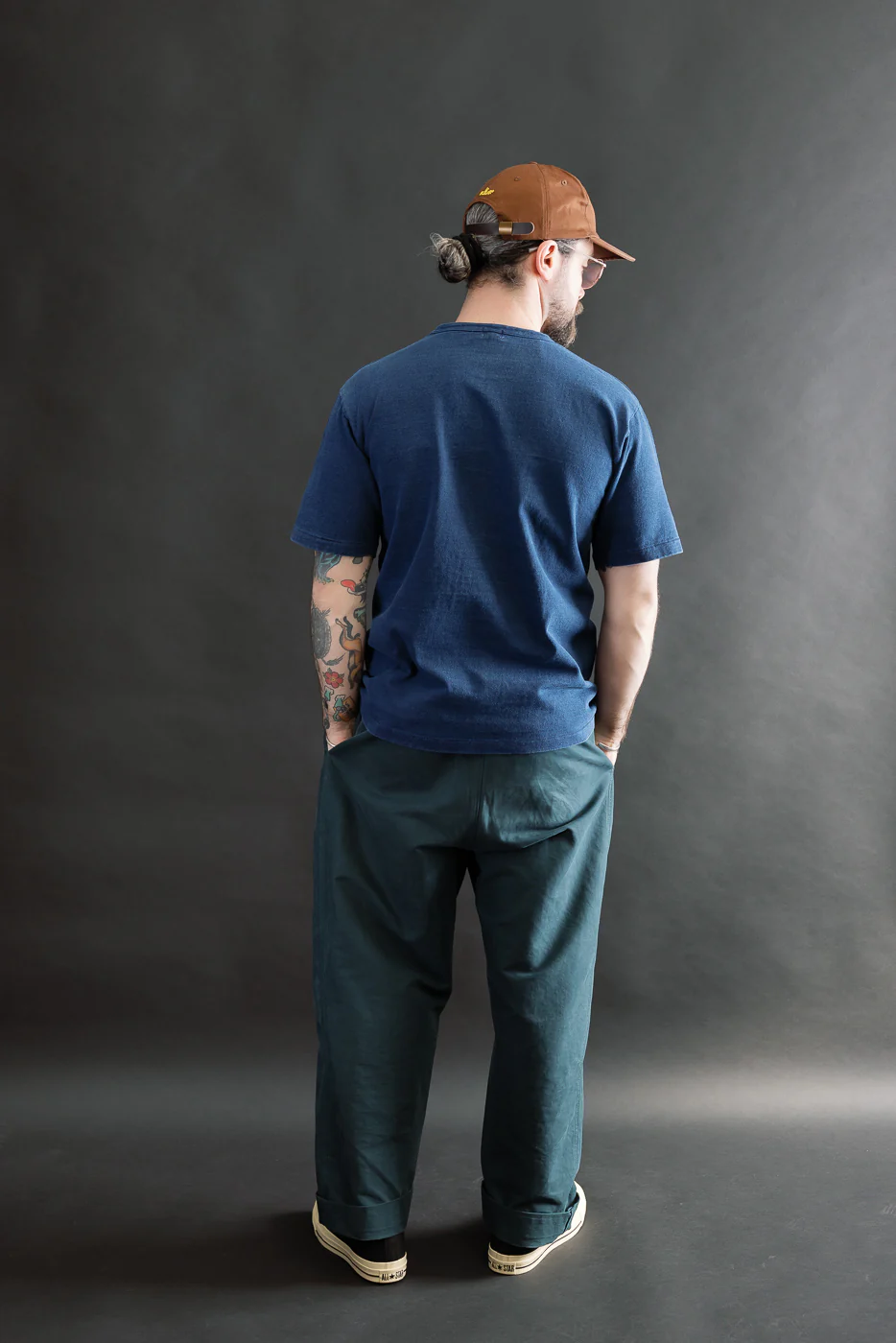 9.5oz "Stand Wheel" Heavyweight Tee - Indigo Dyed - Image 7
