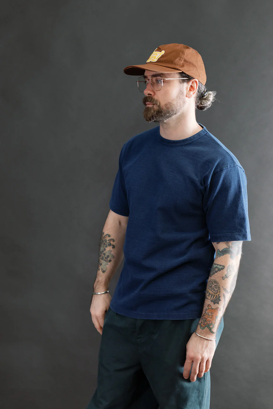9.5oz "Stand Wheel" Heavyweight Tee - Indigo Dyed - Image 9