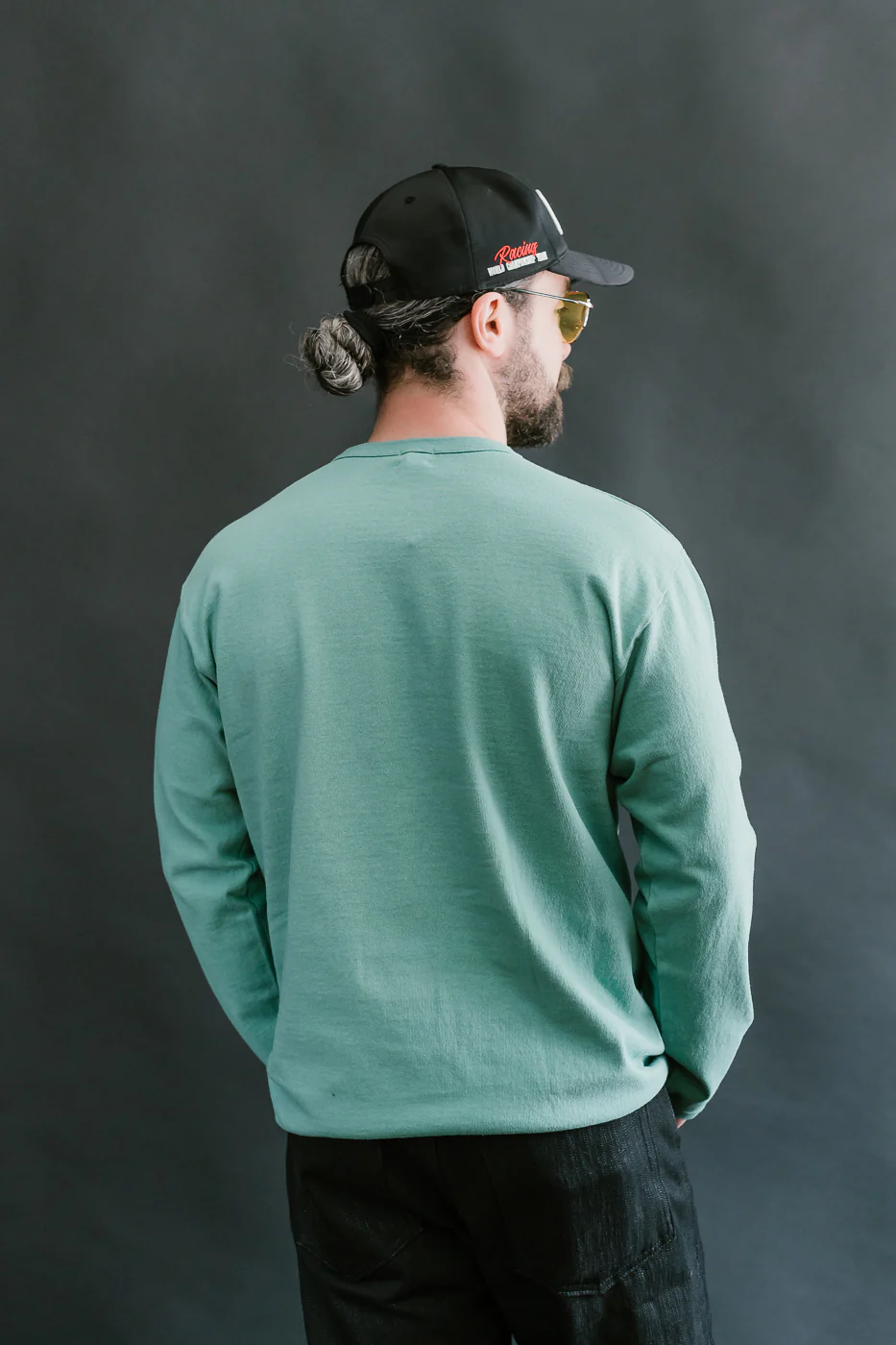 "Stand Wheel" Heavyweight Tee Long Sleeve - Emerald - Image 11